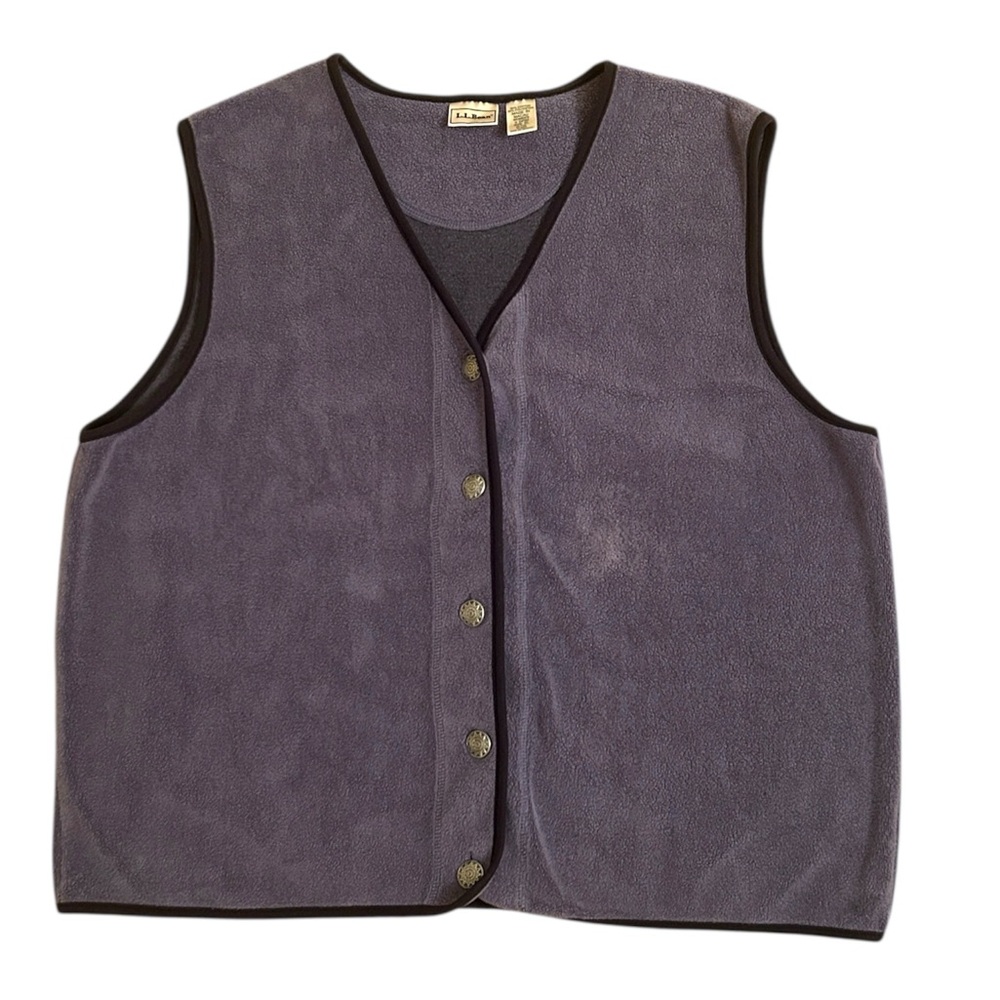 Vintage L.L. Bean Fleece Vest Button Down Casual Unlined Women Size Extra Large